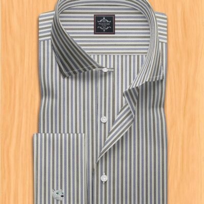 Blue and Black Pen Stripes Shirt | Striped Men's Dress Shirt | Bespoke dress shirts