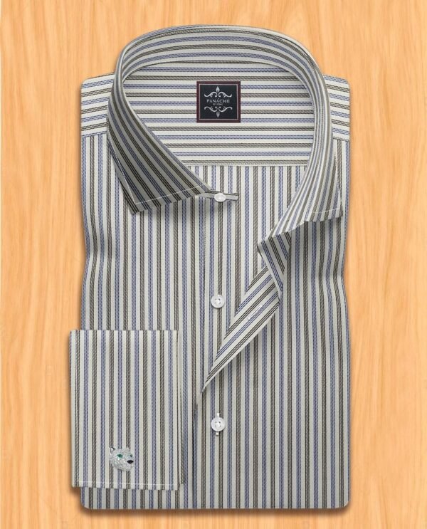 Blue and Black Pen Stripes Shirt | Striped Men's Dress Shirt | Bespoke dress shirts