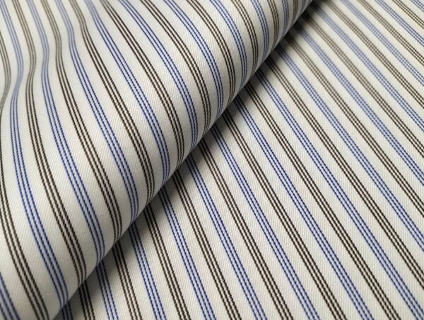 Blue and Black Pen Stripes Shirt | Striped Men's Dress Shirt | Bespoke dress shirts - Image 2