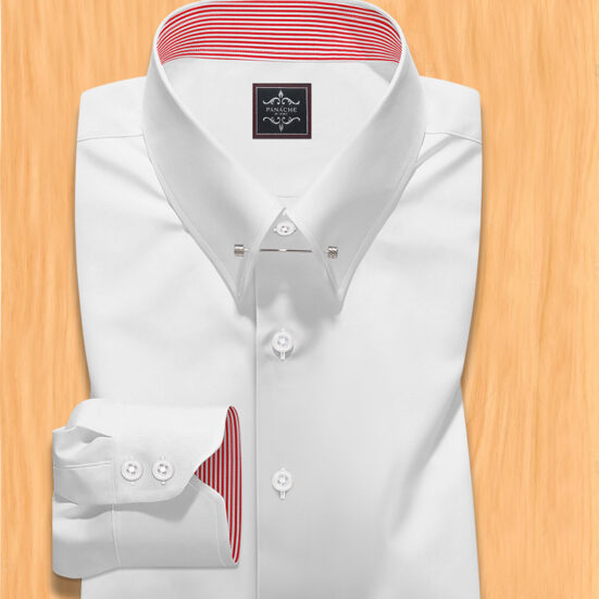 Shirt with pin collar