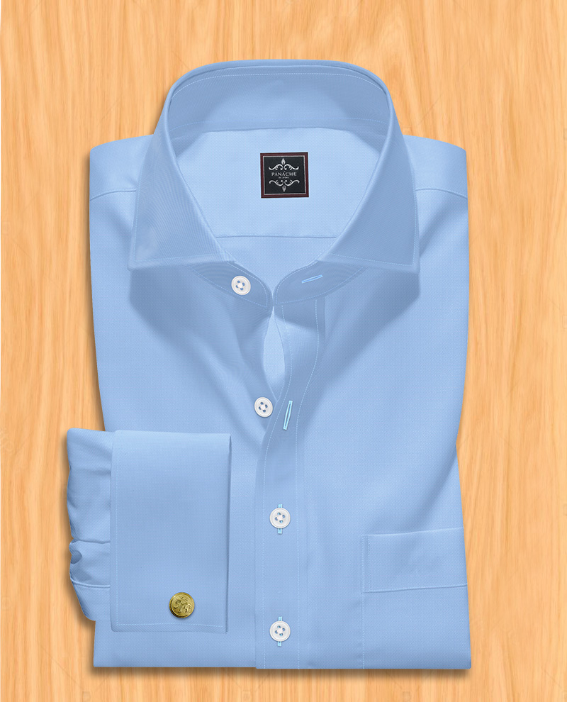 Slim-fit double cuff twill shirt · Sky Blue · Shirts
