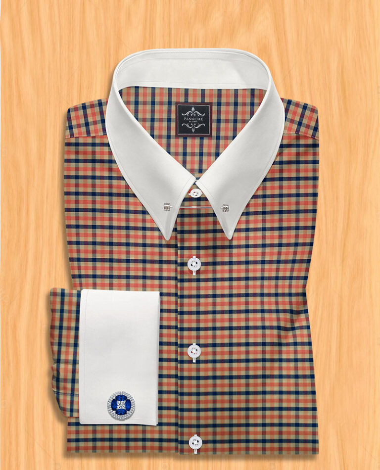 Men's Shirt Check | Mens Plaid Dress Shirt | Pin Collar Dress Shirt ...