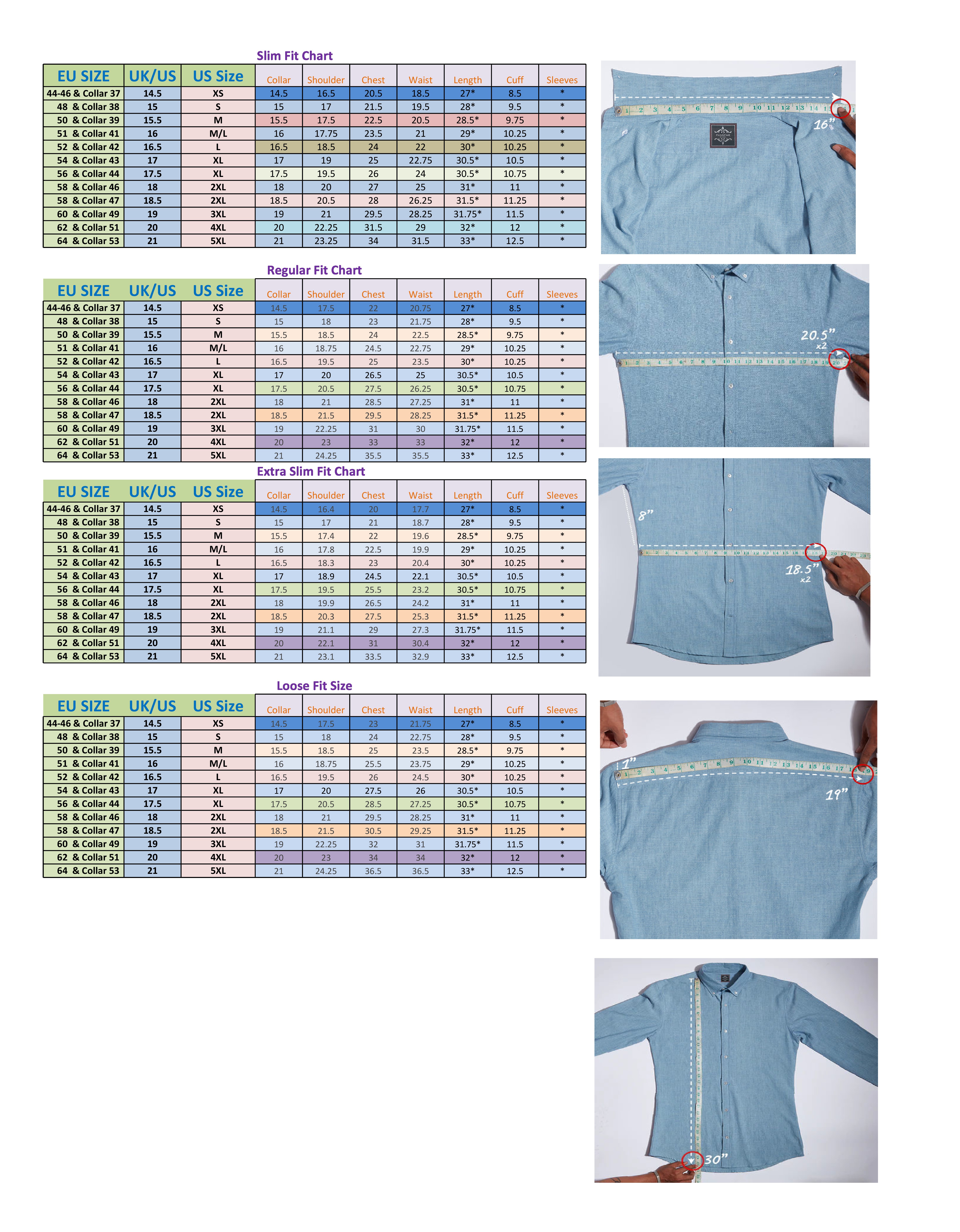 Men's size chart