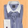 striped blue dress shirt