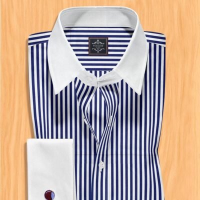 striped blue dress shirt