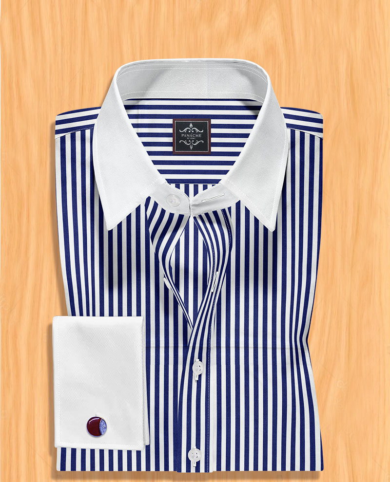 striped blue dress shirt