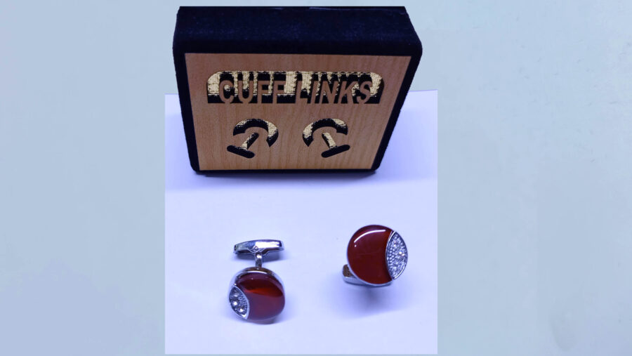 Luxury Dark Red Crystal Cufflinks