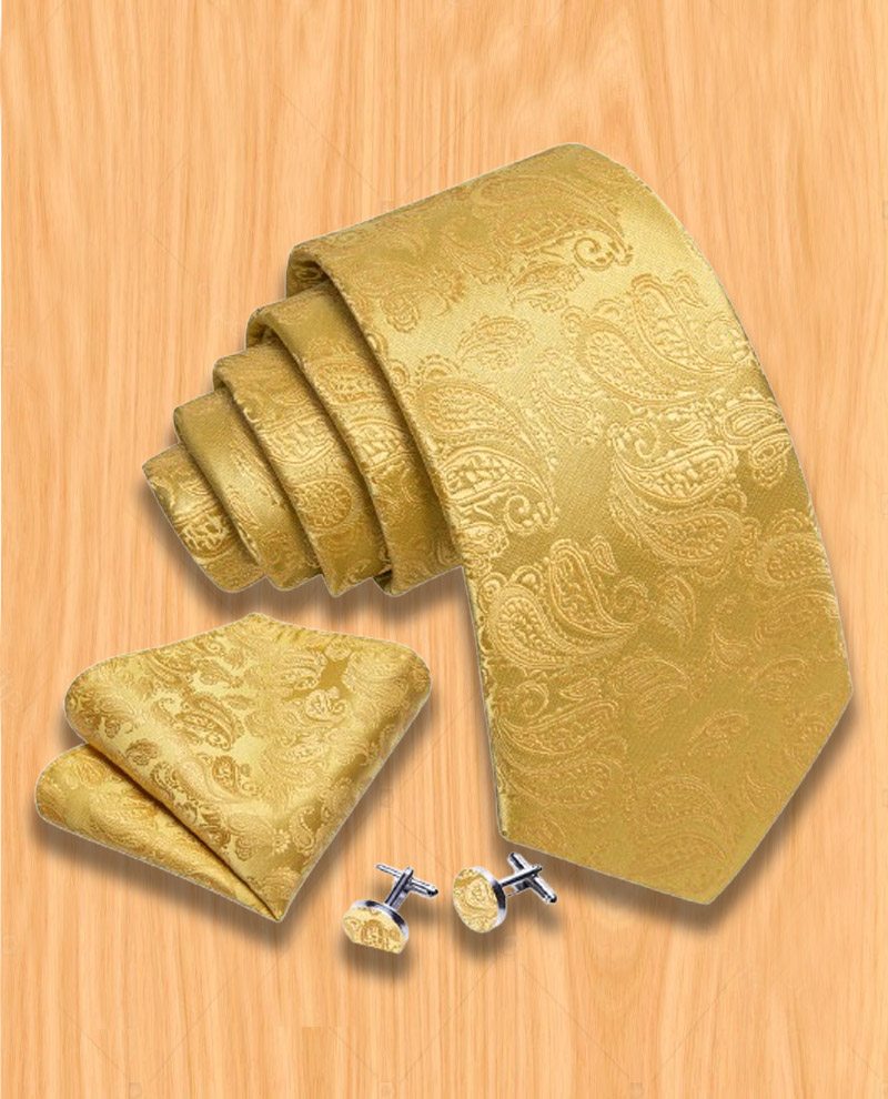 Golden tie and cufflink