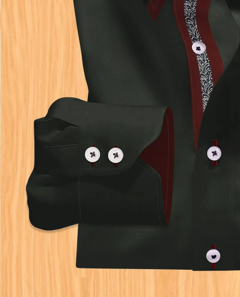 Black Double Collar Dress Shirt – Luxurious Design with a Modern Edge - Image 3