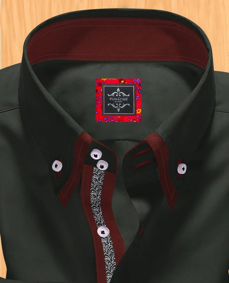 Black Double Collar Dress Shirt – Luxurious Design with a Modern Edge - Image 2