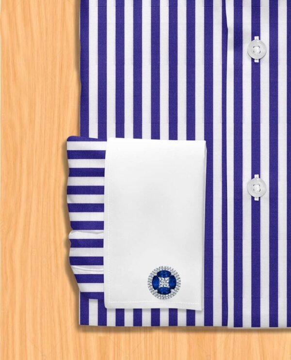 Blue striped shirt with white collar | Striped business shirts - Image 2