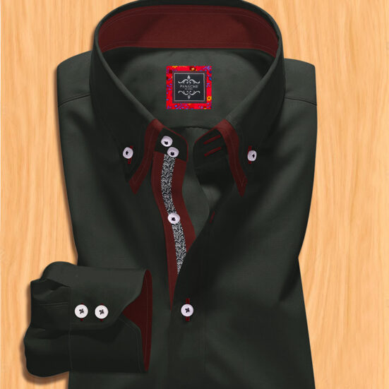 Black Double Collar Dress Shirt