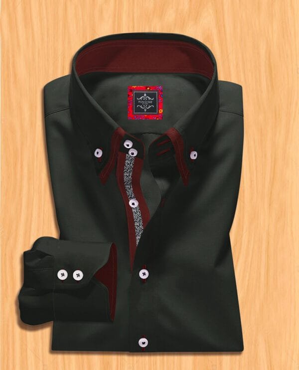 Black Double Collar Dress Shirt