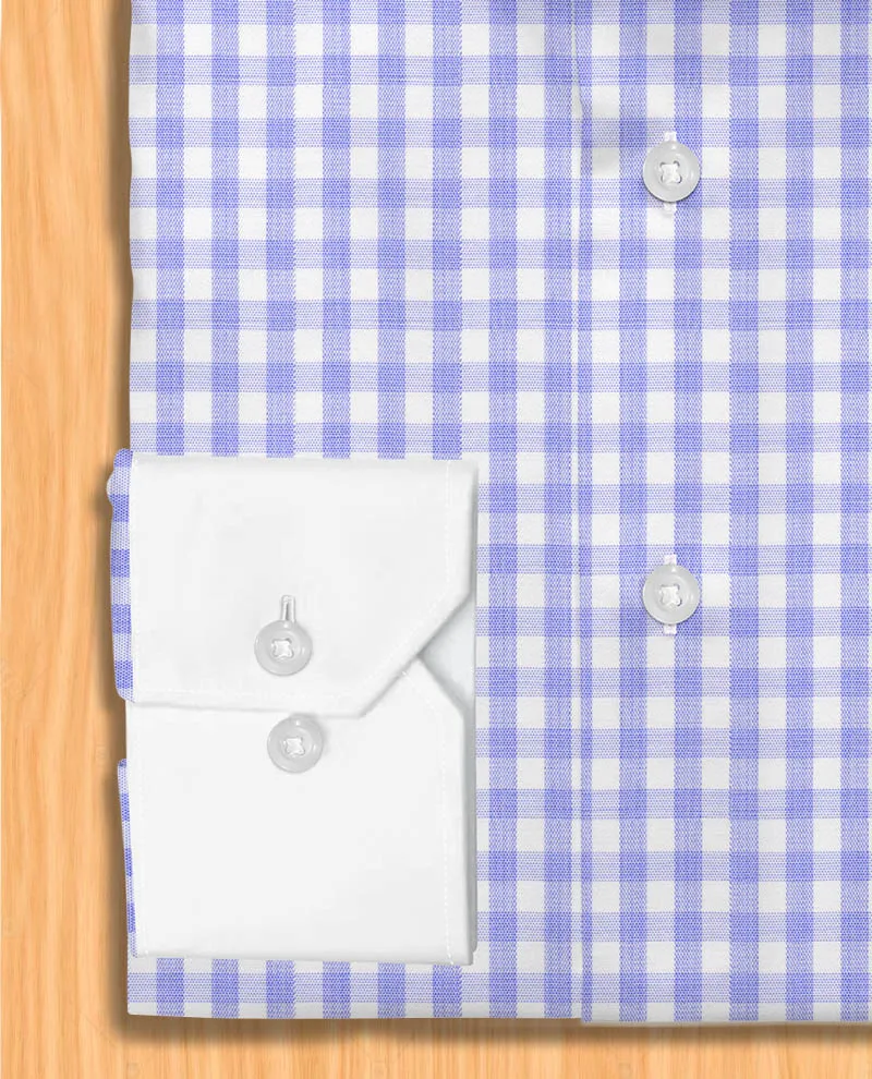 Blue and White Checkered Dress Shirt