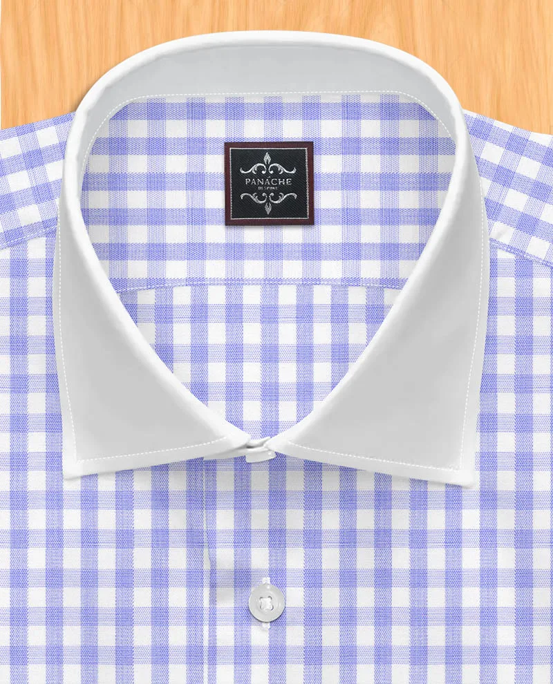 Blue and White Checkered Dress Shirt