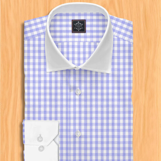 Blue and White Checkered Dress Shirt