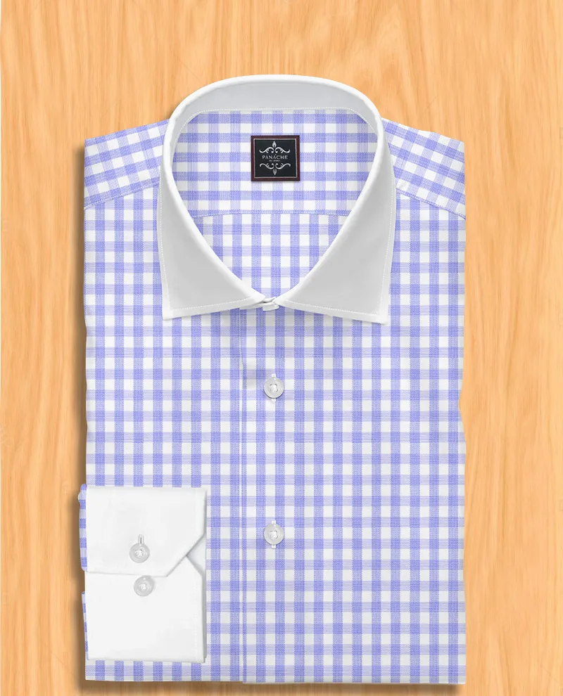 Blue and White Checkered Dress Shirt