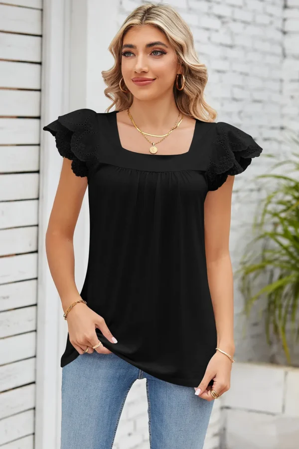 Square collar petal T-shirt top - Image 16
