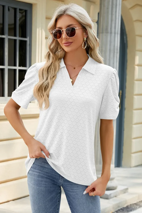 V-neck short sleeved loose T-shirt - Image 7