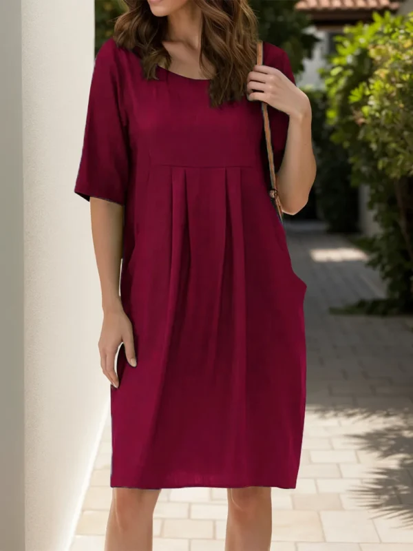 Cotton and linen pleated pocket dress - Image 17