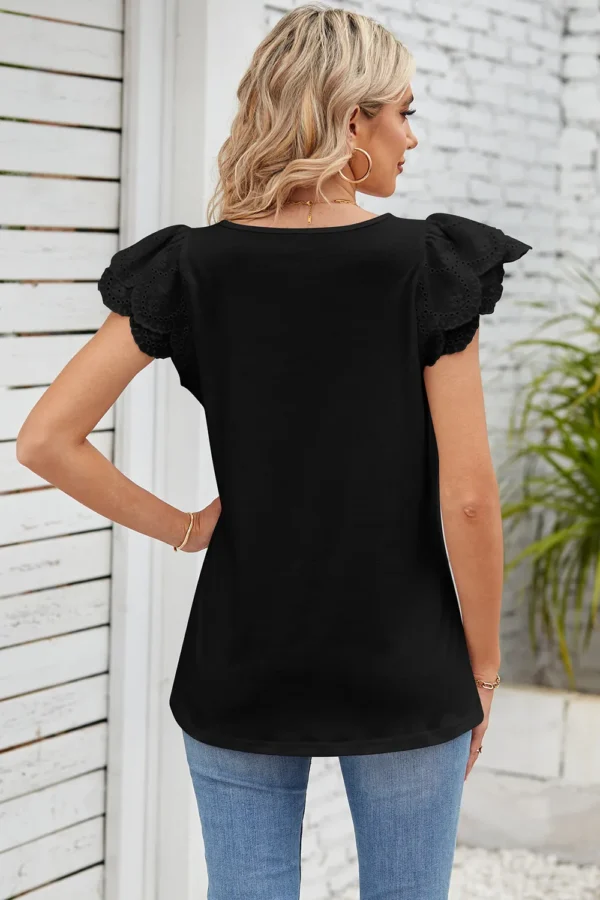 Square collar petal T-shirt top - Image 19