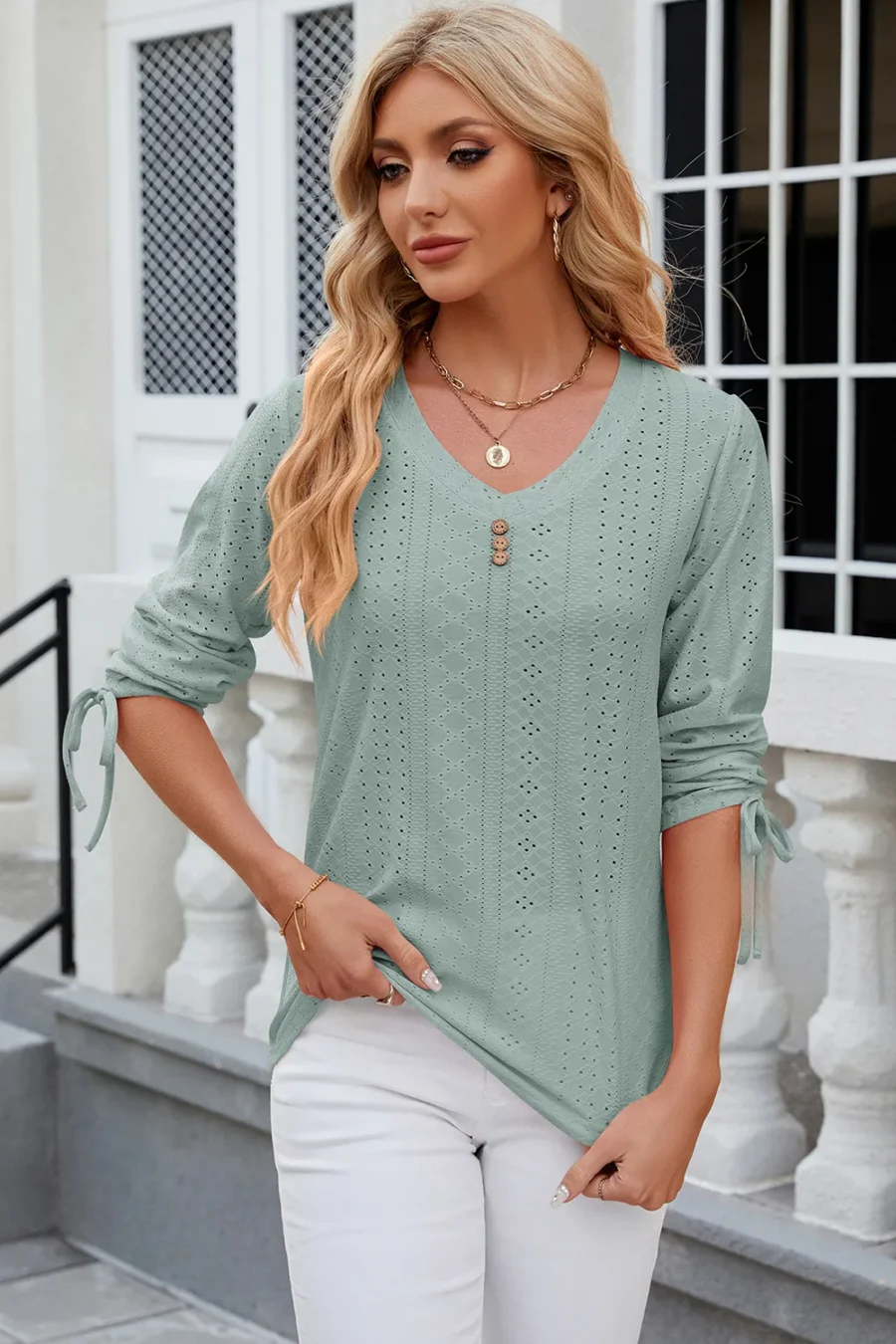 mid sleeve loose T-shirt - Image 29