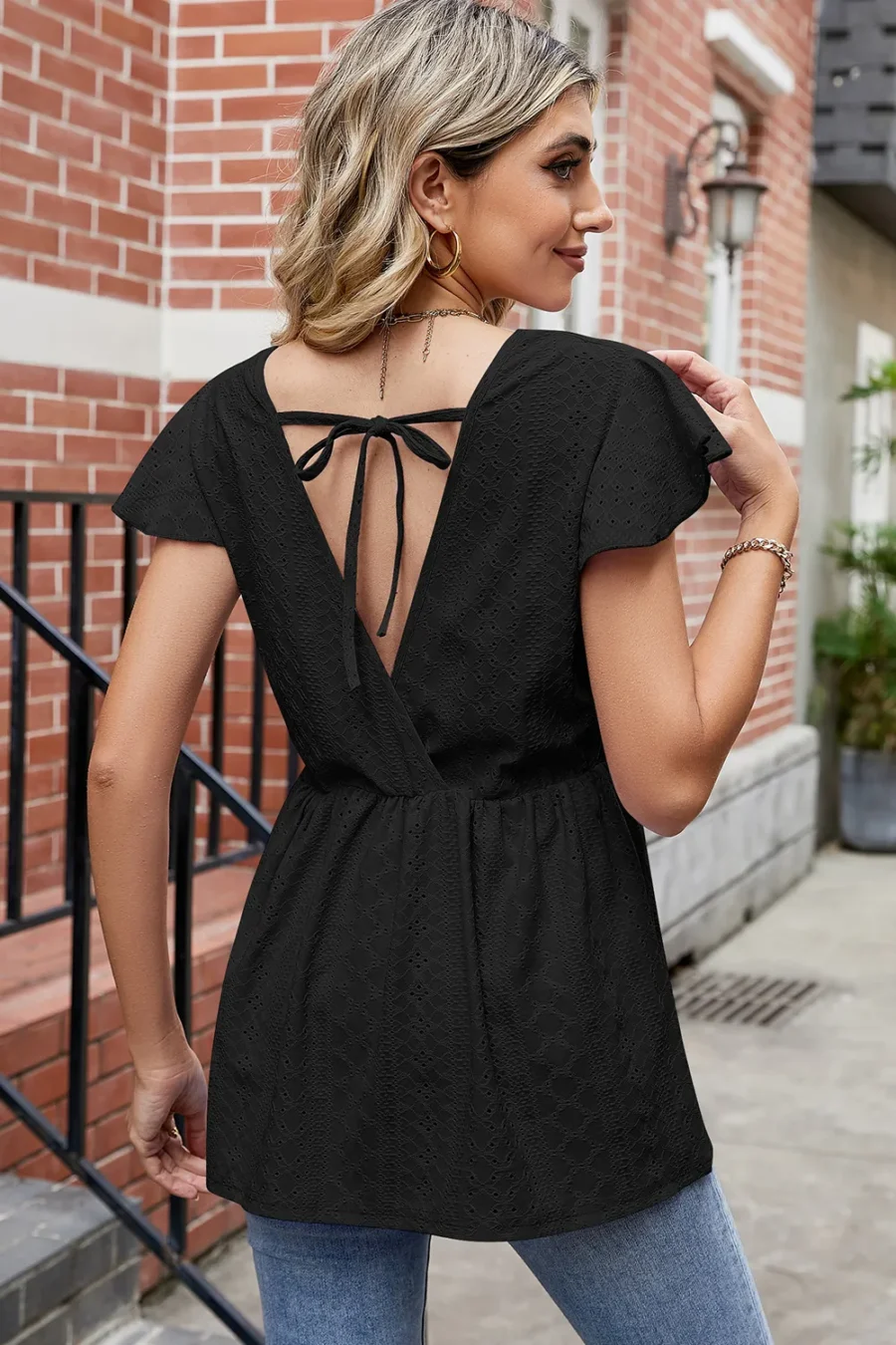 Round Neck Peplum T-Shirt - Image 8