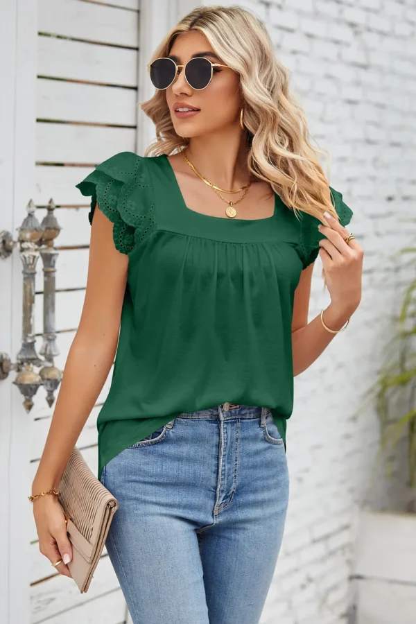 Square collar petal T-shirt top - Image 6