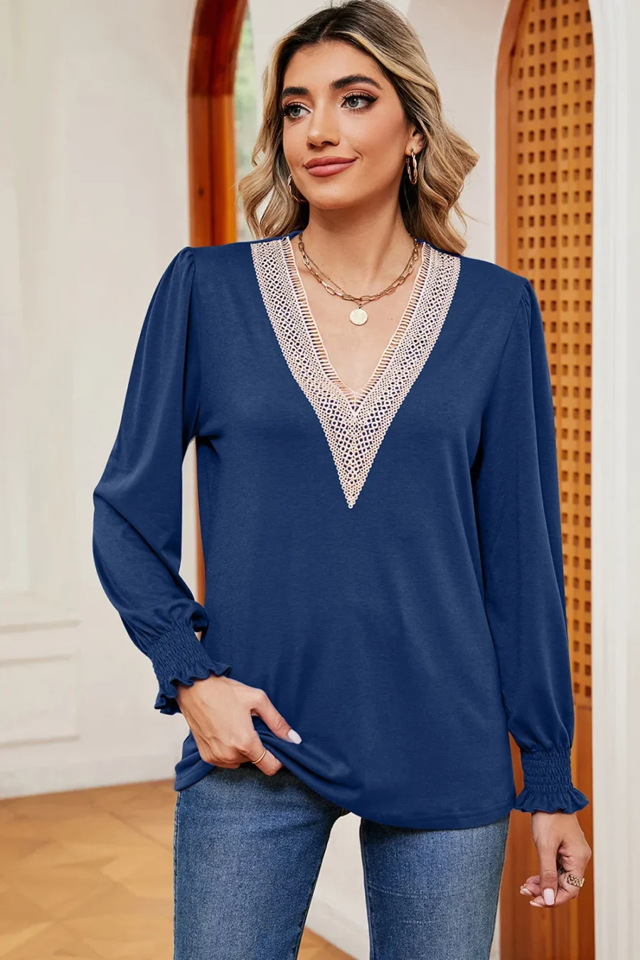 lace patchwork loose T-shirt - Image 6