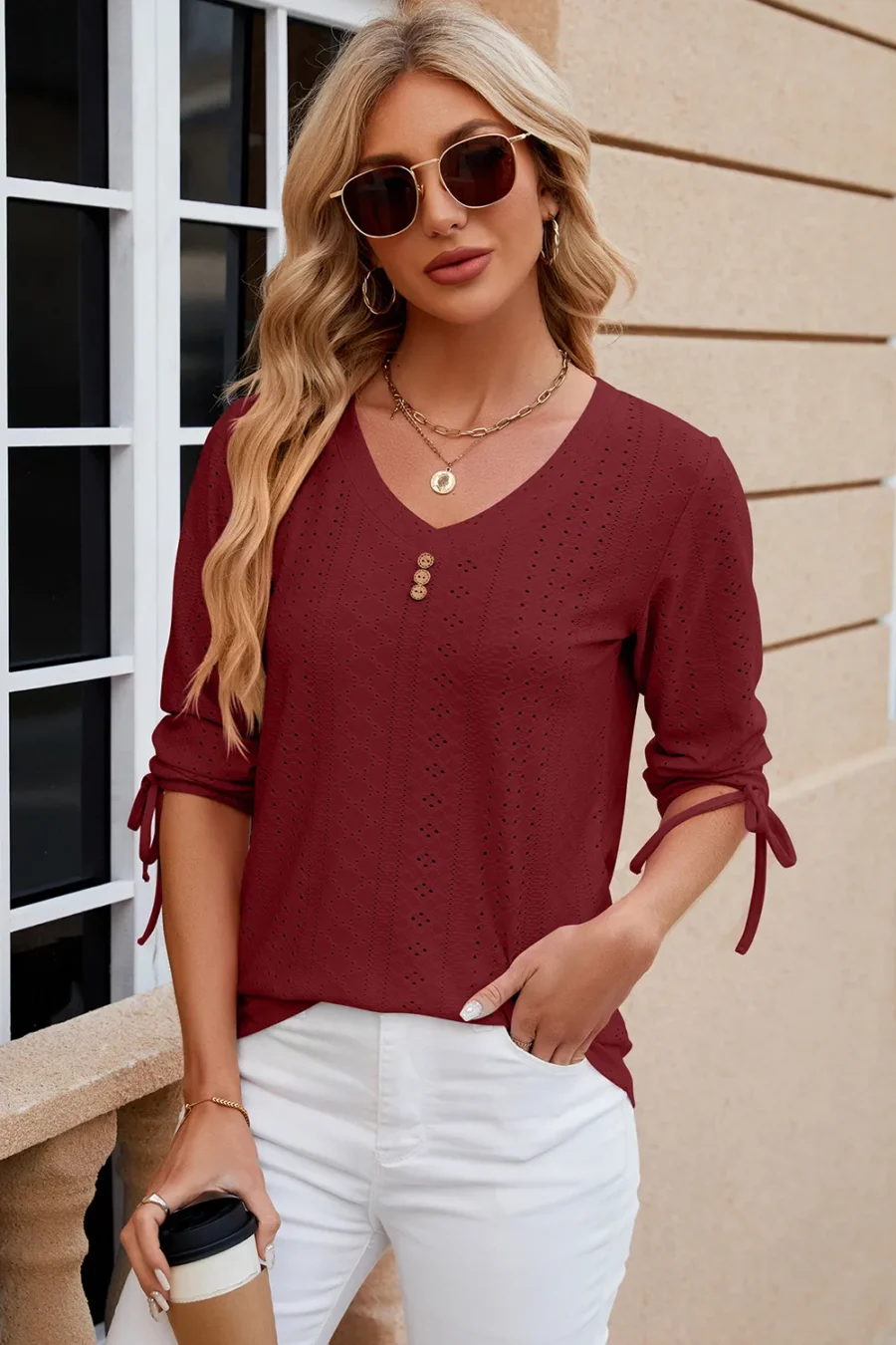 mid sleeve loose T-shirt - Image 27