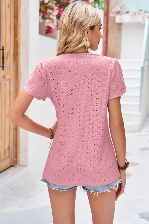 V-neck lace T-shirt top - Image 8