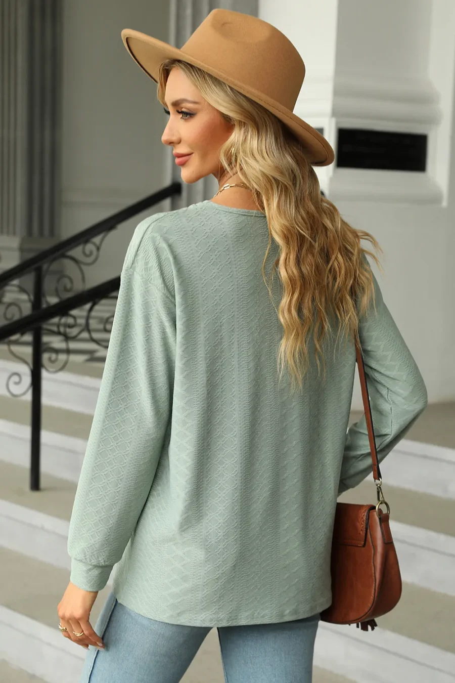 V-Neck Long Sleeves T-Shirt - Image 25