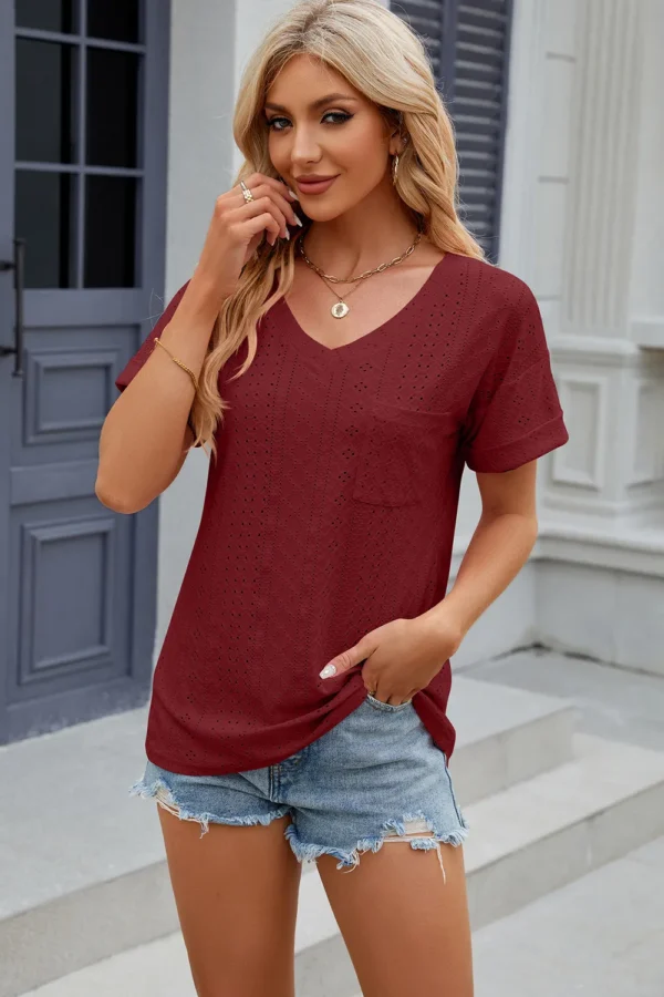 V-neck T-shirt top for women - Image 14