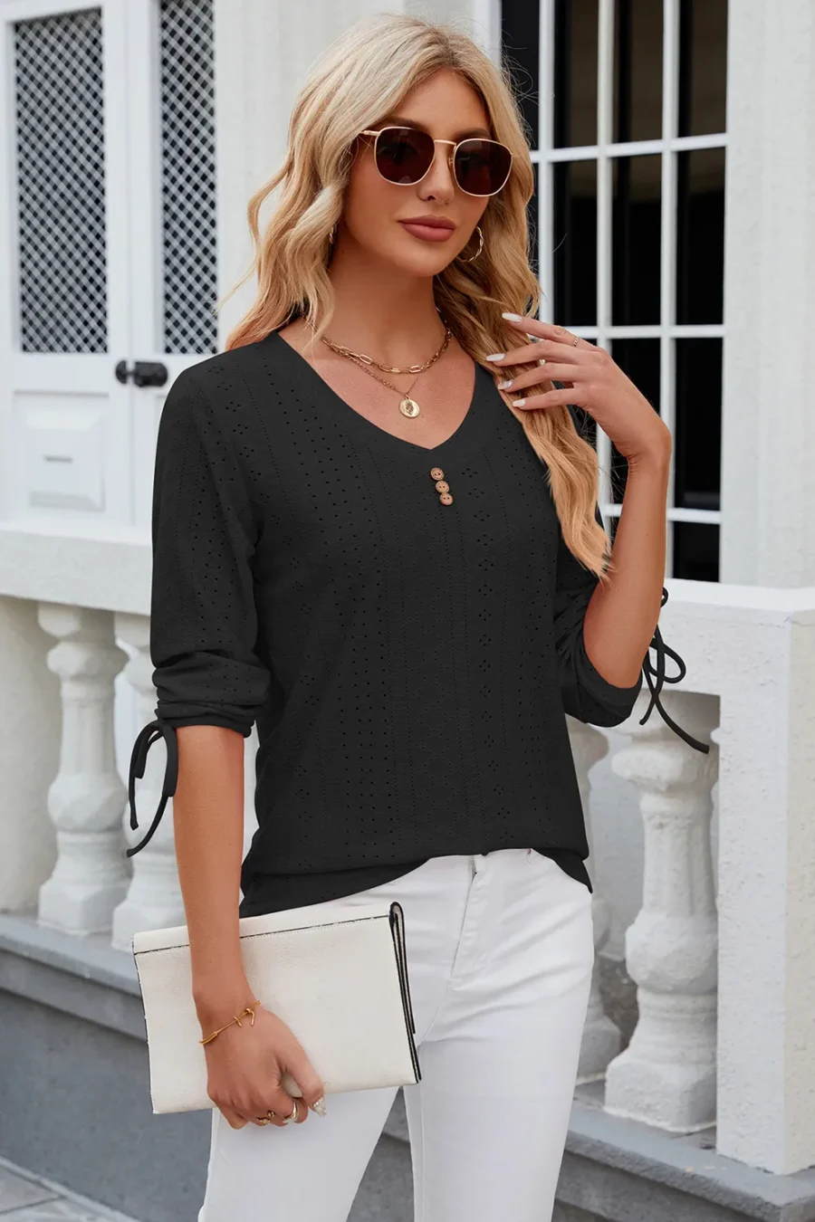 mid sleeve loose T-shirt - Image 7