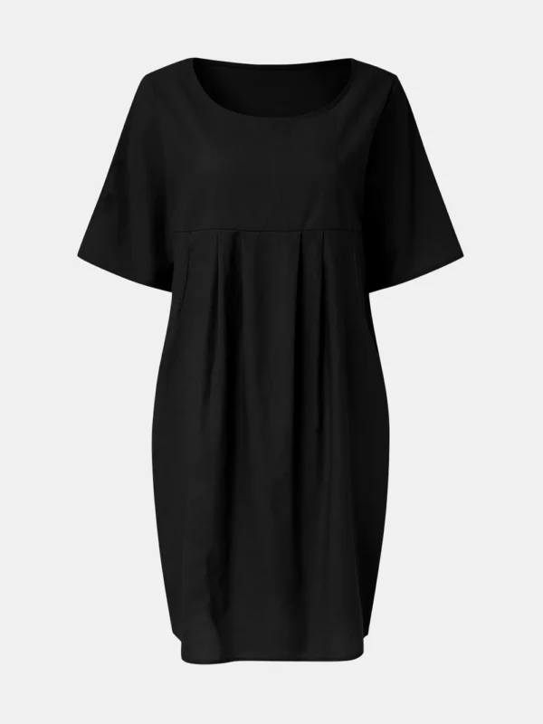 Cotton and linen pleated pocket dress - Image 13