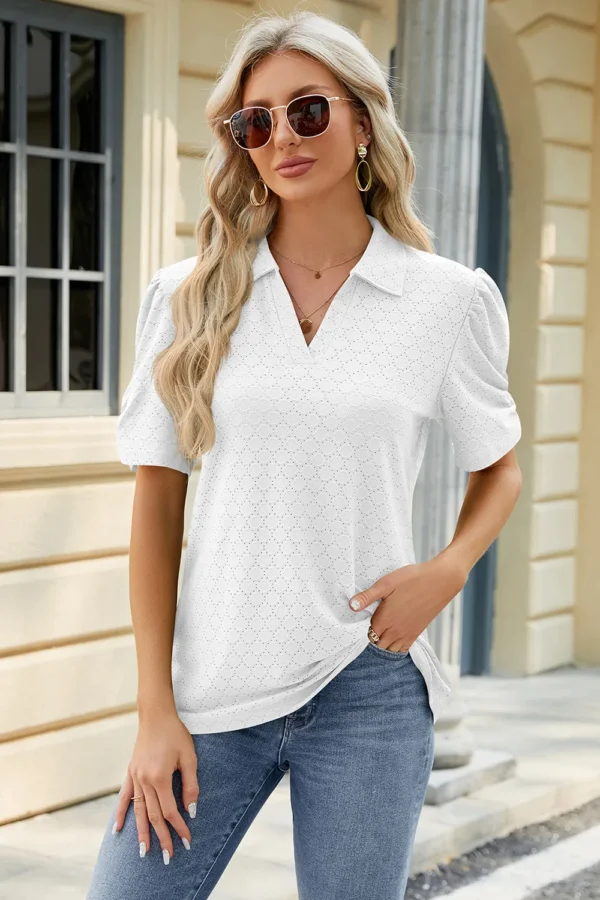 V-neck short sleeved loose T-shirt - Image 6