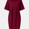 Cotton-linen pleated pocket dress for women - detail 18