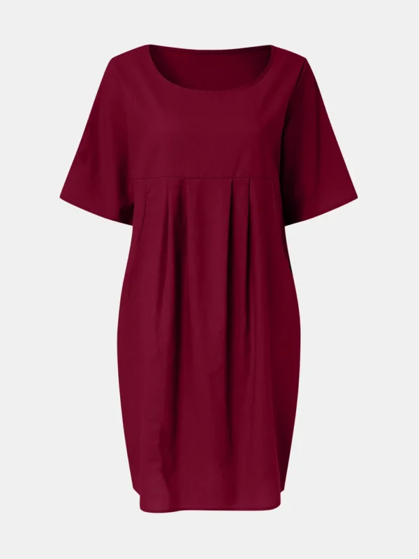 Cotton and linen pleated pocket dress - Image 18