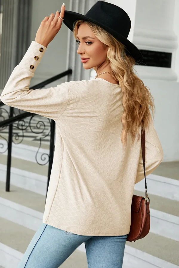 V-Neck Lantern Sleeve T-Shirt - Image 30