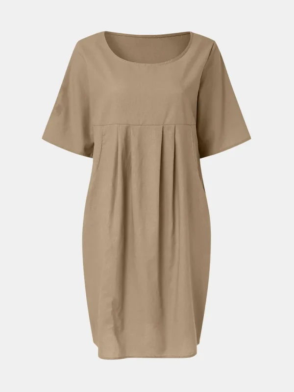 Cotton and linen pleated pocket dress - Image 3