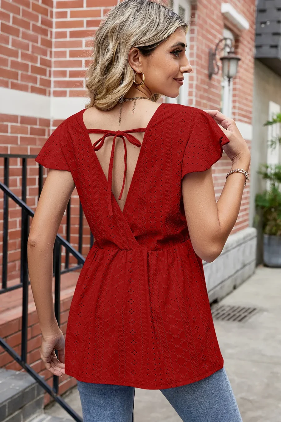 Round Neck Peplum T-Shirt - Image 2