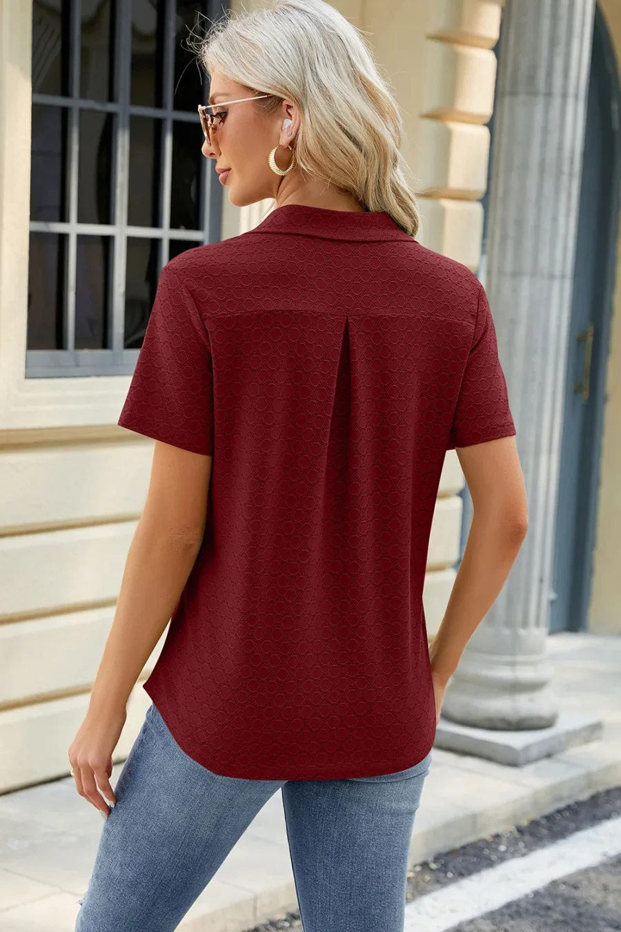 color lapel pocket T-shirt loose - Image 2