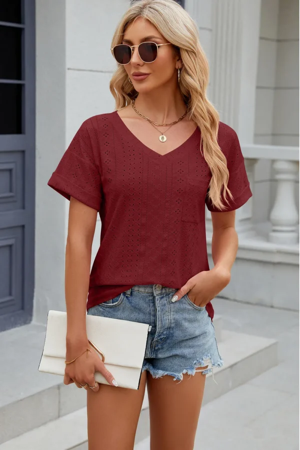 V-neck T-shirt top for women - Image 13