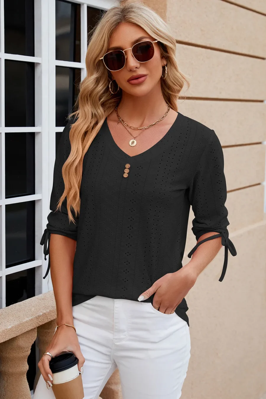 mid sleeve loose T-shirt - Image 5