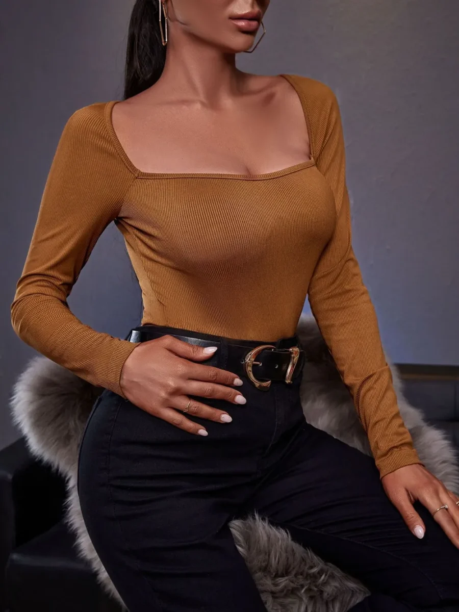 Square Neck Long Sleeve T-Shirt - Image 2