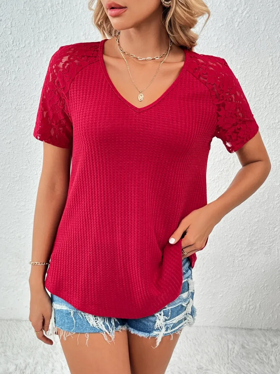 V-Neck Short Sleeve T-Shirt - Image 5
