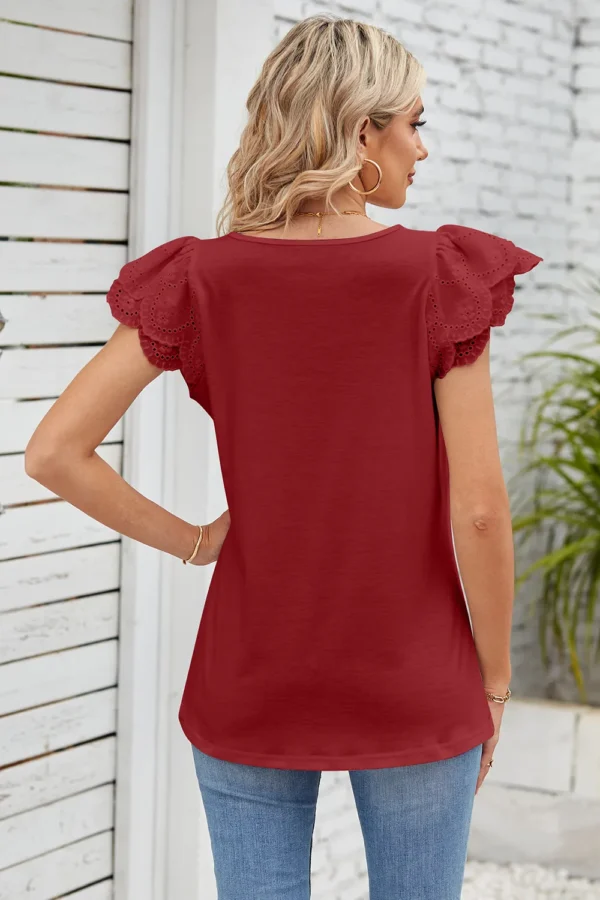 Square collar petal T-shirt top - Image 12