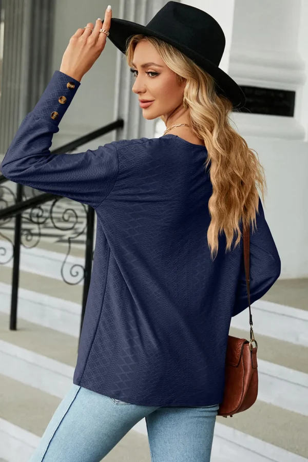 V-Neck Lantern Sleeve T-Shirt - Image 16