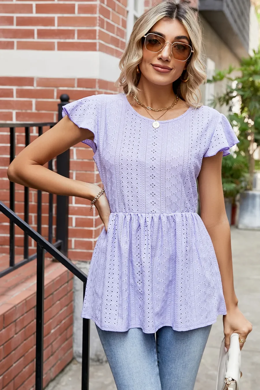 Round Neck Peplum T-Shirt - Image 23