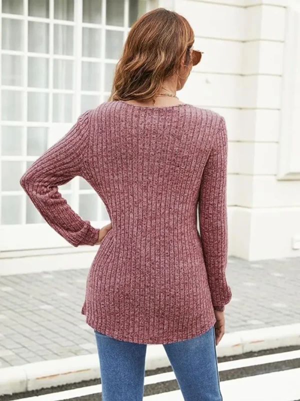 Ribbed Surplice T-Shirt - Image 5
